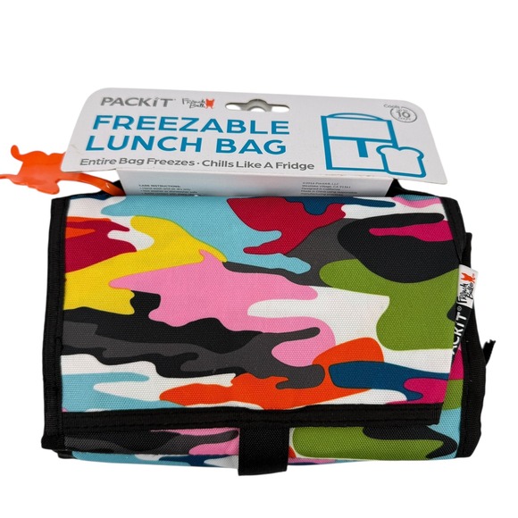 Packit Freezable Lunch Bag Colorful Camo Foldable Insulated School Work Hiking - Picture 9 of 10